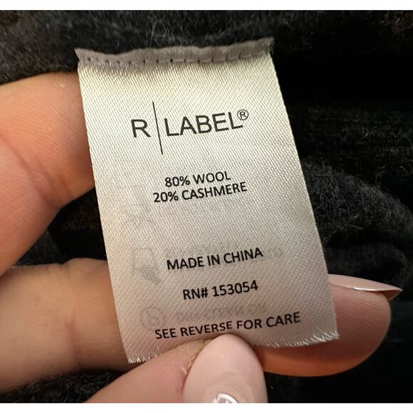 R Label Medium Women Open Front Duster Sweater Wool Cashmere Blend F01 - Picture 5 of 8